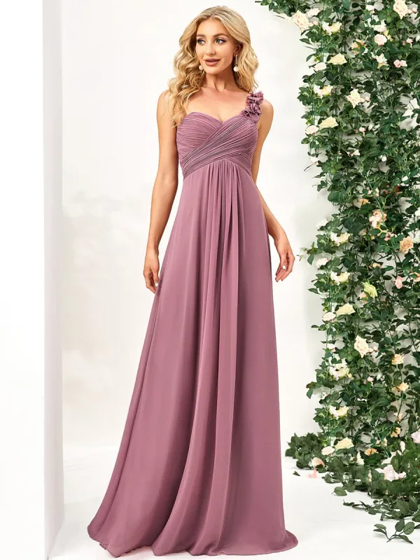 Chiffon One Shoulder Maxi Long Bridesmaid Dresses for Women sold by Ever Pretty