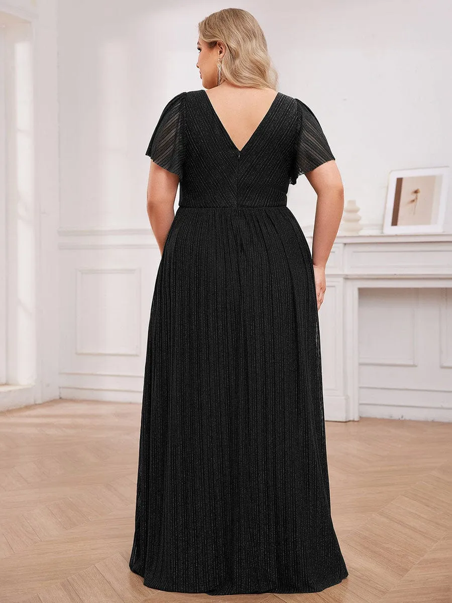 Plus Size Sparkle See-Through V-Neck Empire Waist Formal Evening Dress sold by Ever Pretty product image thumbnail 2