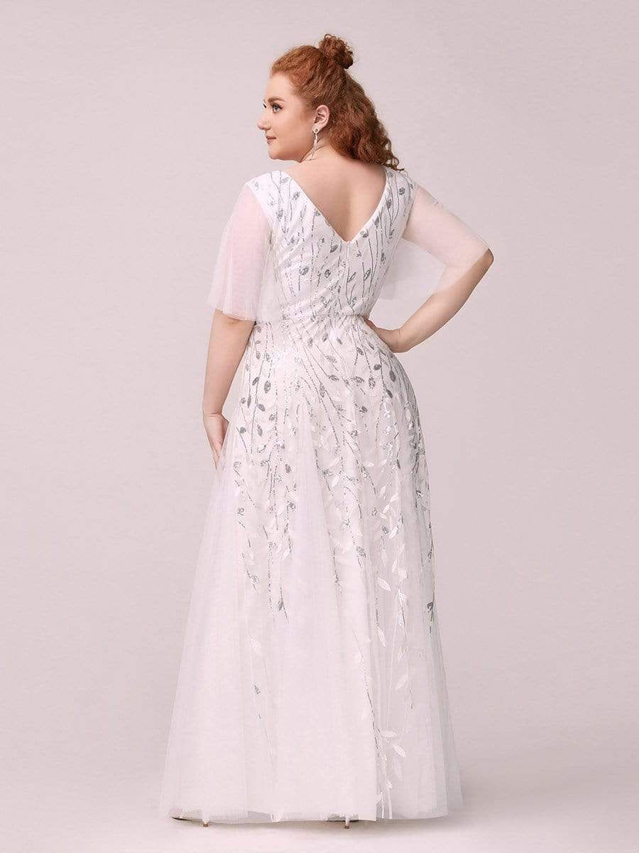 Plus Size V Neck Maxi Sequin Tulle Formal Dresses sold by Ever Pretty product image thumbnail 13