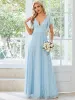 Double V Neck Long Lace Evening Dress with Ruffle Sleeves sold by Ever Pretty