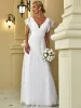 Double V Neck Long Lace Evening Dress with Ruffle Sleeves sold by Ever Pretty