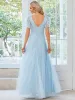Double V Neck Long Lace Evening Dress with Ruffle Sleeves sold by Ever Pretty