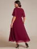 pretty DAHLIA|Plus Size Elegant Short Sleeves V-Neck Floral Applique Wedding Guest Dress sold by Ever Pretty
