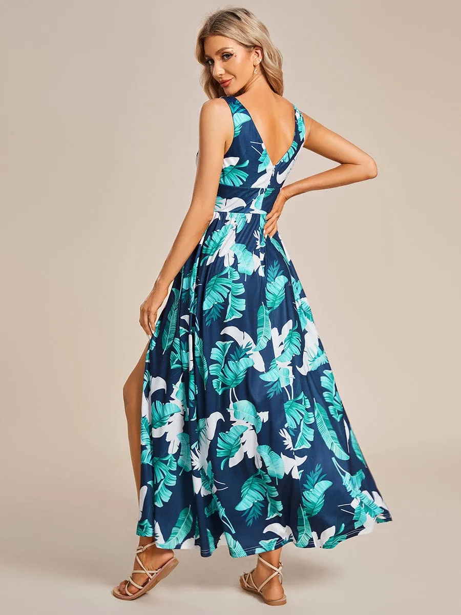 Summer Floral Sleeveless High-Slit Ankle Length Evening Dress sold by Ever Pretty product image thumbnail 4