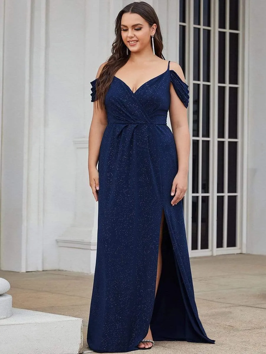 Plus Size V-Neck Cold Shoulder Floor-Length Evening Dress sold by Ever Pretty product image thumbnail 5