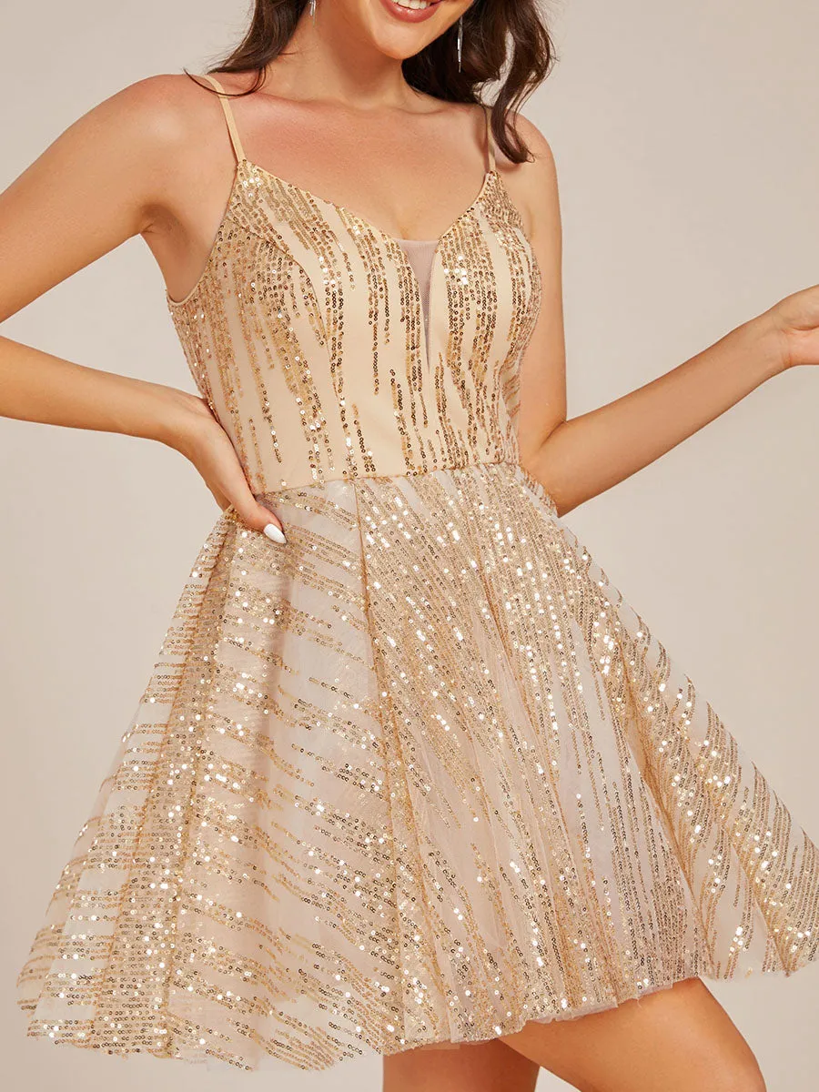 ever NATASHIA|Sequin A-Line Spaghetti Strap Mini Homecoming Prom Dress sold by Ever Pretty product image thumbnail 3