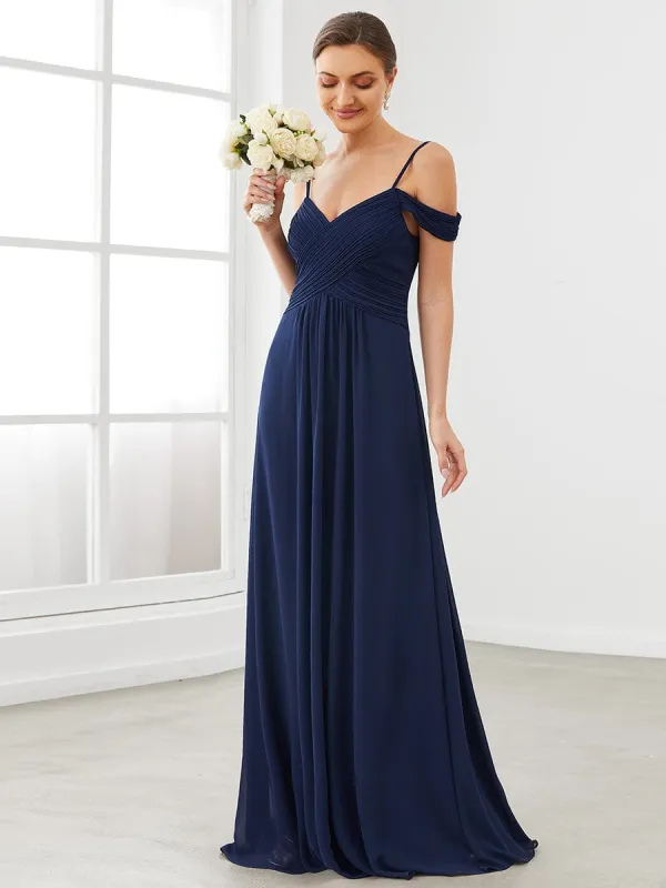 Spaghetti Straps V-Neck A-Line Bridesmaid Dress sold by Ever Pretty