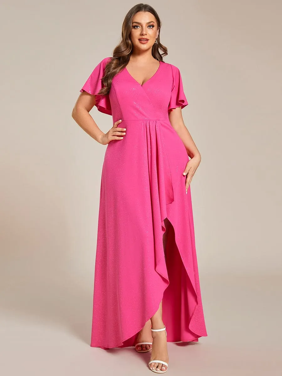 pretty MELODÉ|Plus Size Glitter Ruffled High-Low Front Slit Evening Dress sold by Ever Pretty product image thumbnail 3