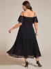 pretty JORDANE|Plus Size Cold Shoulder Sweetheart Necklin Chiffon Midi Wedding Guest Dress sold by Ever Pretty