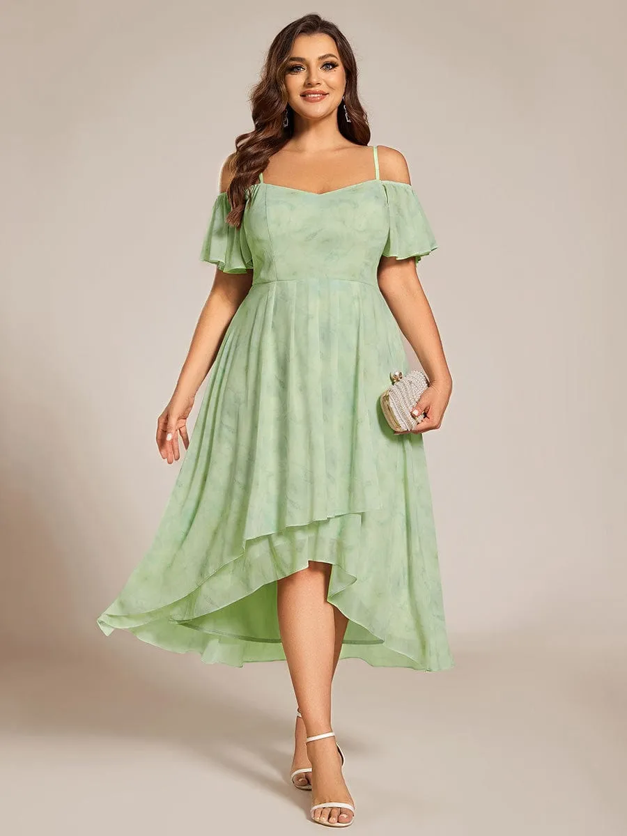 pretty JORDANE|Plus Size Cold Shoulder Sweetheart Necklin Chiffon Midi Wedding Guest Dress sold by Ever Pretty product image thumbnail 5