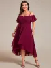 pretty JORDANE|Plus Size Cold Shoulder Sweetheart Necklin Chiffon Midi Wedding Guest Dress sold by Ever Pretty