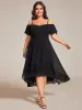 pretty JORDANE|Plus Size Cold Shoulder Sweetheart Necklin Chiffon Midi Wedding Guest Dress sold by Ever Pretty