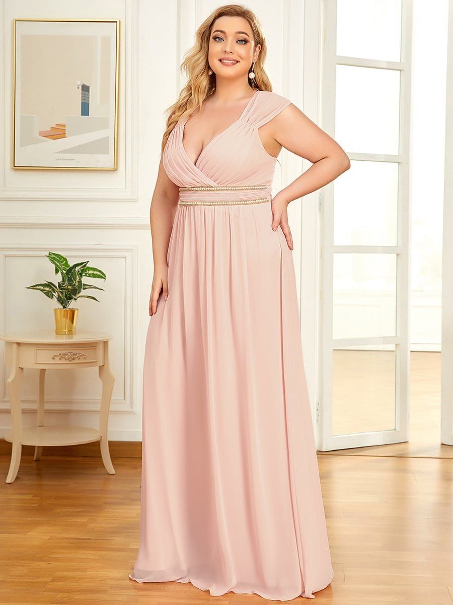 Plus Size V-Neck Sleeveless Beaded Belt Chiffon A-Line Evening Dress sold by Ever Pretty product image thumbnail 12