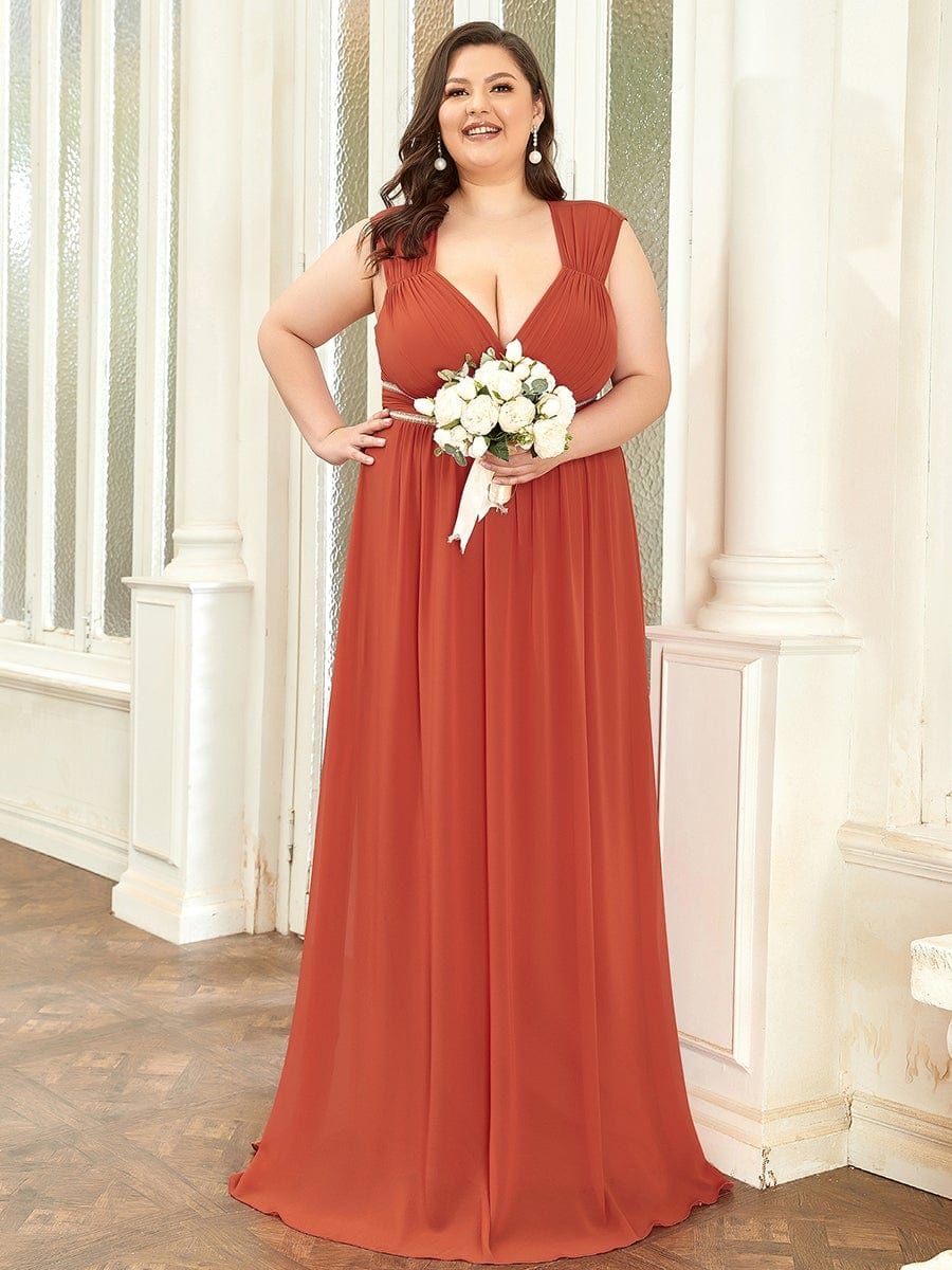 Plus Size V-Neck Sleeveless Beaded Belt Chiffon A-Line Evening Dress sold by Ever Pretty product image thumbnail 21