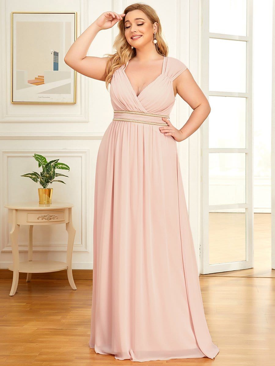 Plus Size V-Neck Sleeveless Beaded Belt Chiffon A-Line Evening Dress sold by Ever Pretty product image thumbnail 13