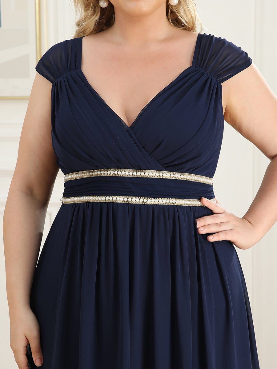 Plus Size V-Neck Sleeveless Beaded Belt Chiffon A-Line Evening Dress sold by Ever Pretty product image thumbnail 7