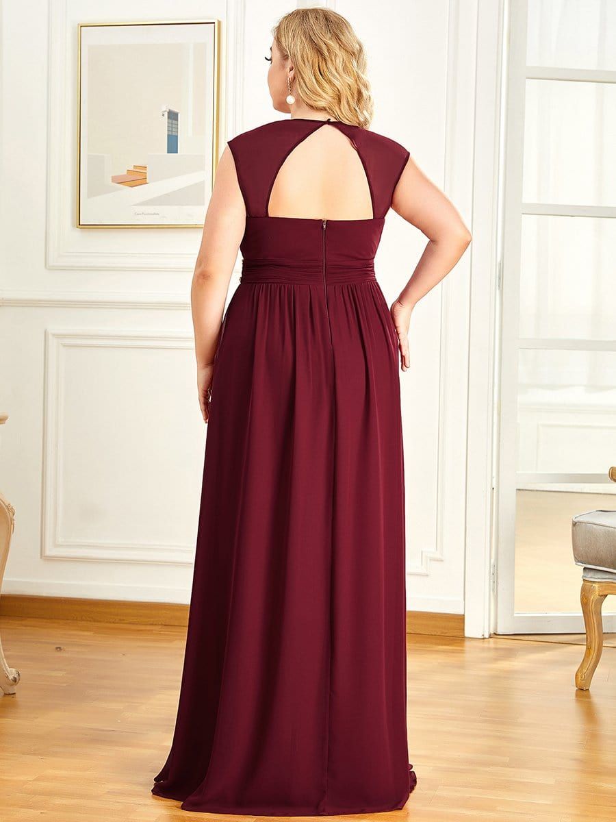 Plus Size V-Neck Sleeveless Beaded Belt Chiffon A-Line Evening Dress sold by Ever Pretty product image thumbnail 2