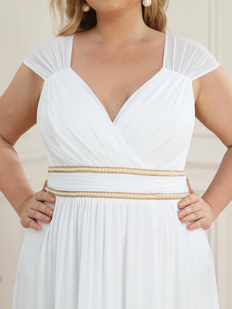 Plus Size V-Neck Sleeveless Beaded Belt Chiffon A-Line Evening Dress sold by Ever Pretty product image thumbnail 18