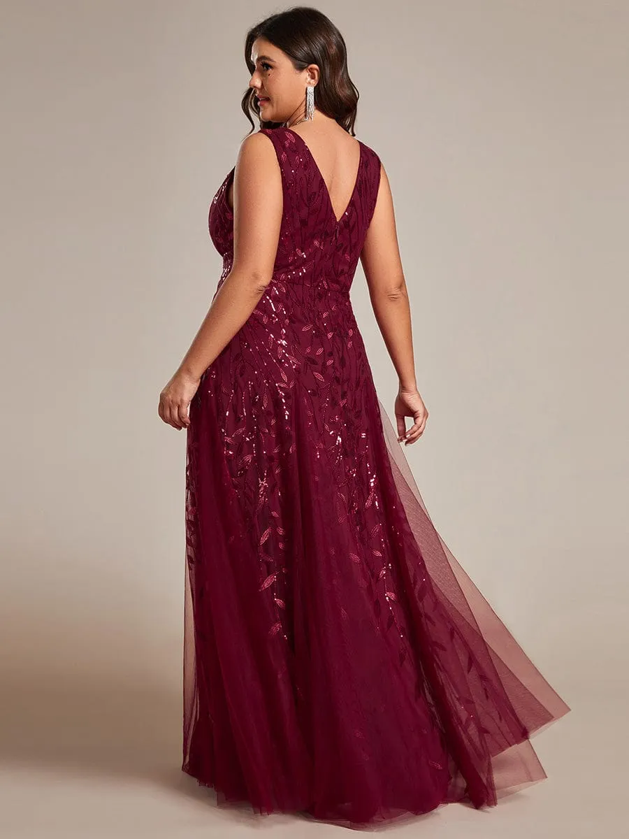 pretty ZOEY|Plus Size Sparkling Sleeveless Leaf Sequin A-Line Formal Evening Dress sold by Ever Pretty product image thumbnail 2
