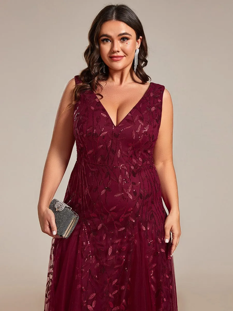 pretty ZOEY|Plus Size Sparkling Sleeveless Leaf Sequin A-Line Formal Evening Dress sold by Ever Pretty product image thumbnail 3