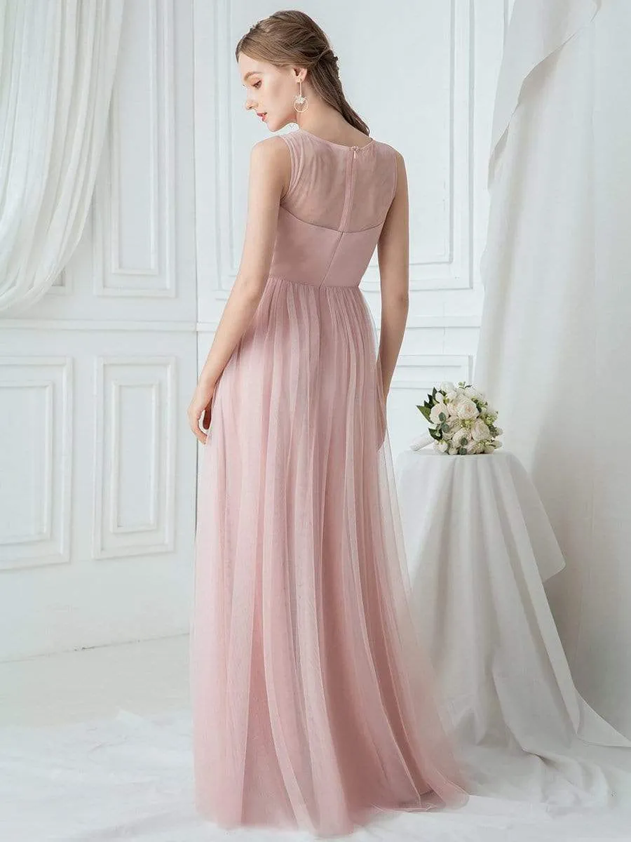 Elegant See Through Round Neck Applique Tulle Bridesmaid Dress sold by Ever Pretty product image thumbnail 2