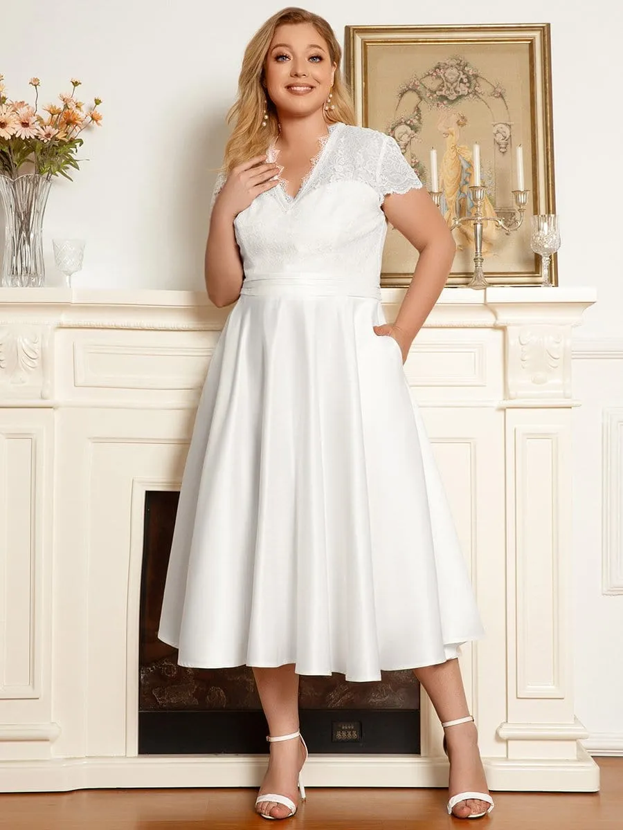 pretty HARLEY|Plus Size V-neck Lace Bodice A-line Cocktail Dress with Pockets sold by Ever Pretty product image thumbnail 3