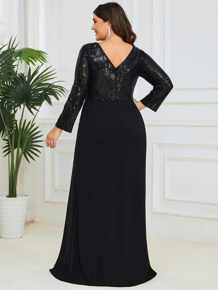 Plus Size Chiffon High Slit Sequin Empire Waist Evening Dress sold by Ever Pretty product image thumbnail 2