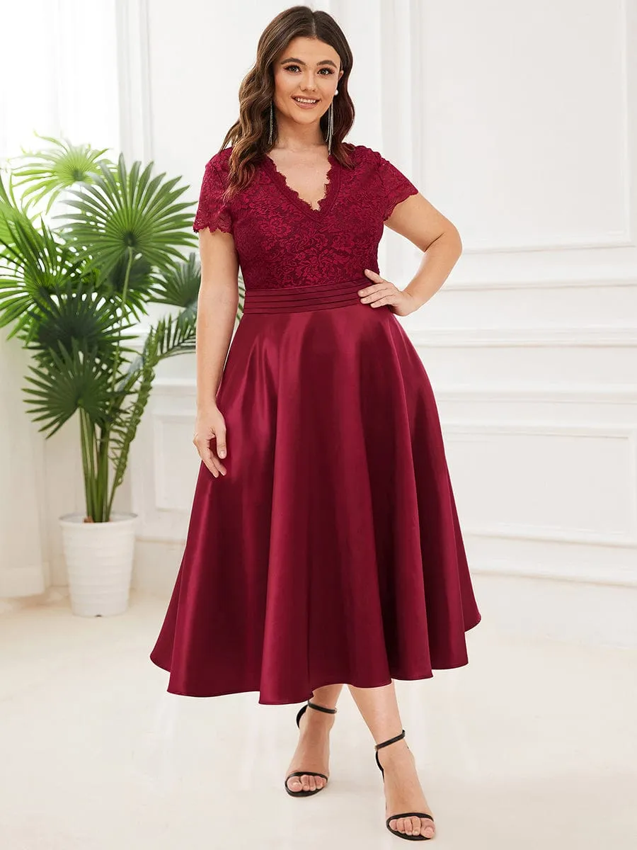 pretty HARLEY|Plus Size V-neck Lace Bodice A-line Cocktail Dress with Pockets sold by Ever Pretty product image thumbnail 5