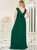 Plus Size Classic Round Neck V Back A-Line Chiffon Bridesmaid Dresses with Lace sold by Ever Pretty