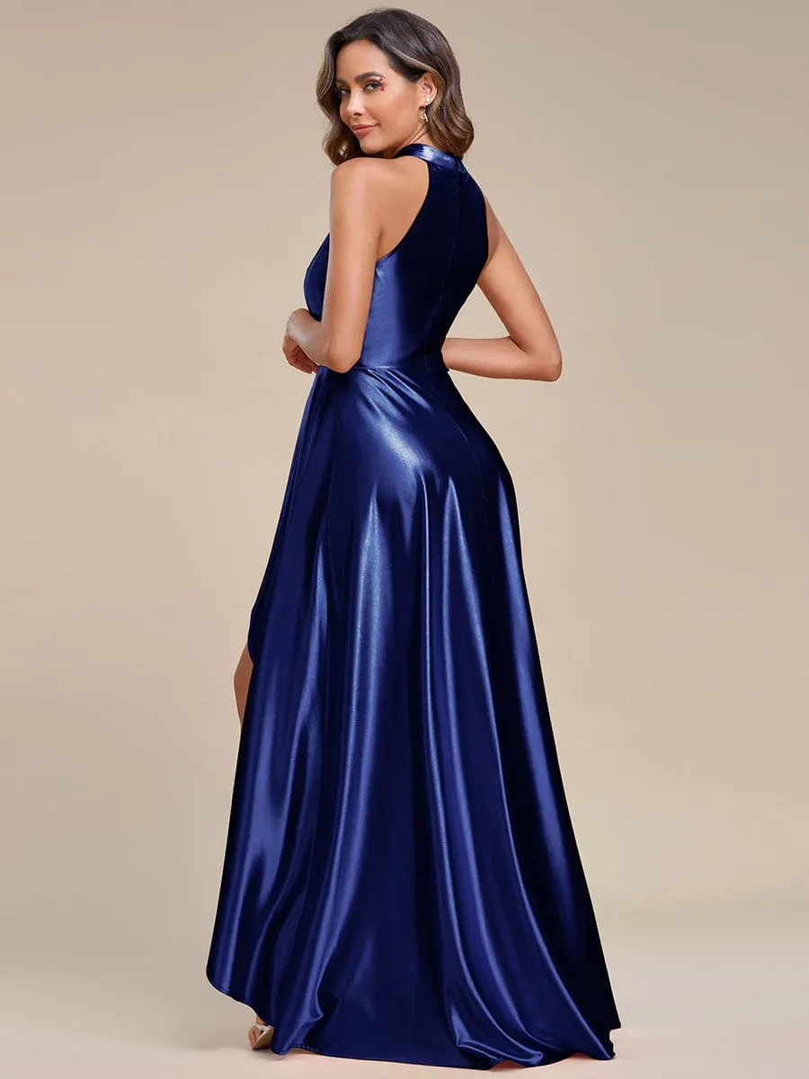 Belly Collar High-Low A-Line Satin Halter Bridesmaid Dress sold by Ever Pretty product image thumbnail 2
