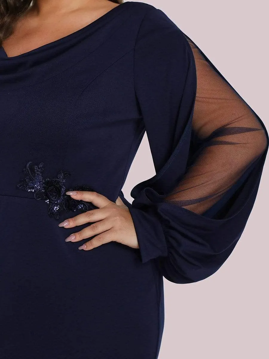 Plus Size Lantern Sleeve Cowl Neck Knitting Mother of the Bride Dress sold by Ever Pretty product image thumbnail 3