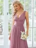 Sleeveless V-Neck Plain Chiffon Maxi Bridesmaid Dress sold by Ever Pretty