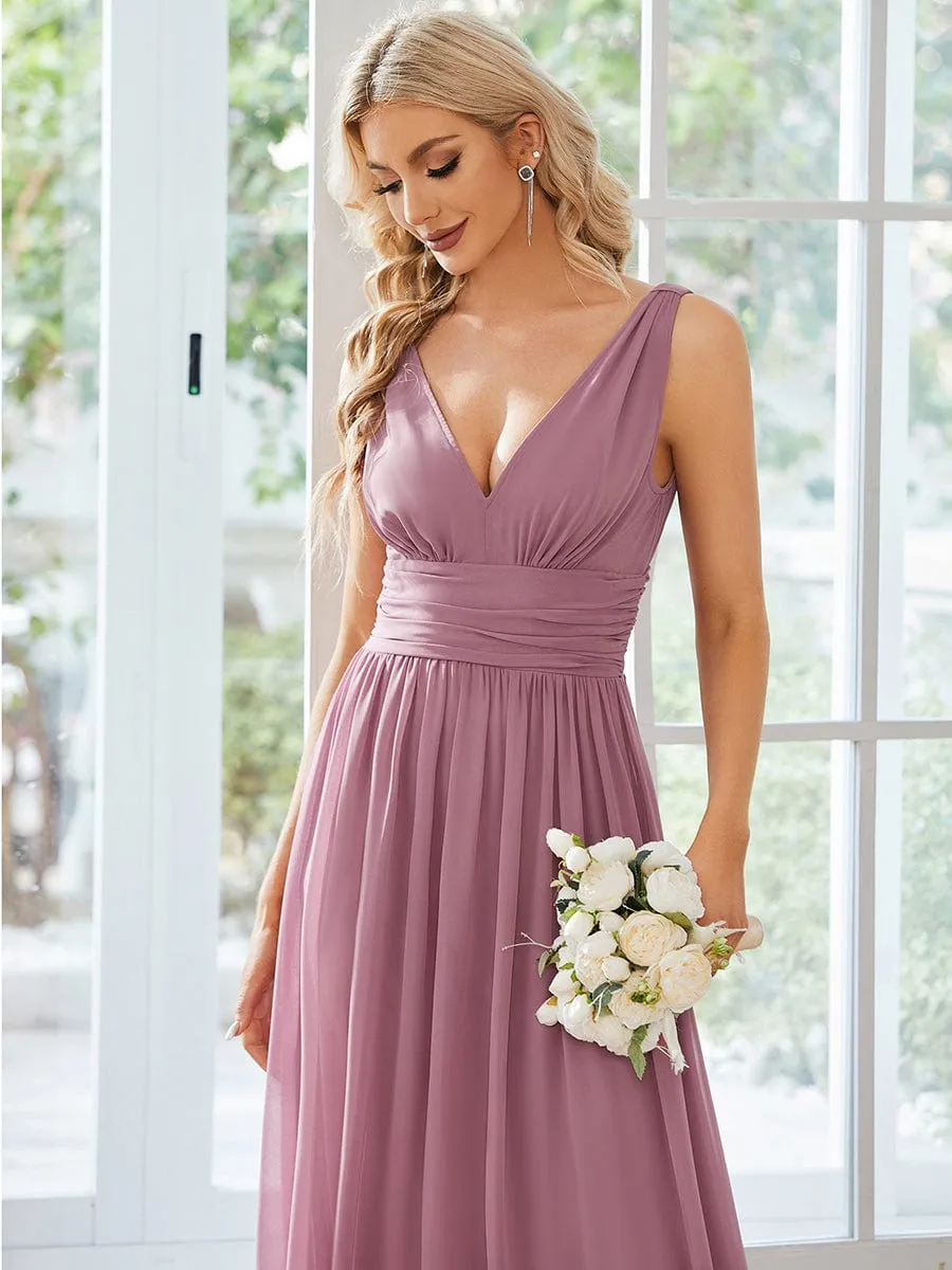 Sleeveless V-Neck Plain Chiffon Maxi Bridesmaid Dress sold by Ever Pretty product image thumbnail 3