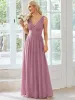 Sleeveless V-Neck Plain Chiffon Maxi Bridesmaid Dress sold by Ever Pretty