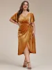 pretty LENNA|Plus Size V-Neck Ruffles Sleeve Velvet One-Piece Type Wedding Guest Dress sold by Ever Pretty