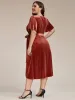 pretty LENNA|Plus Size V-Neck Ruffles Sleeve Velvet One-Piece Type Wedding Guest Dress sold by Ever Pretty