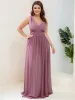 Sleeveless V-Neck Plain Chiffon Maxi Bridesmaid Dress sold by Ever Pretty