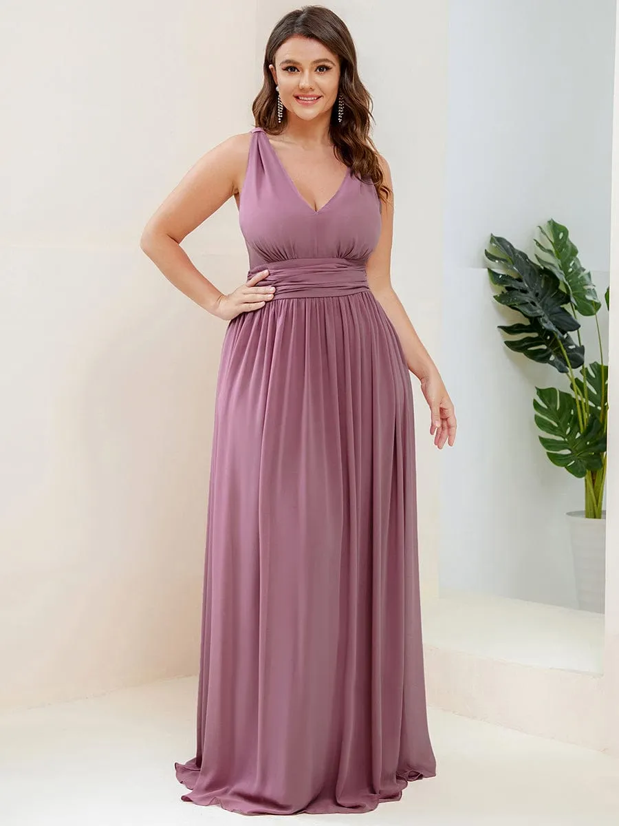 Sleeveless V-Neck Plain Chiffon Maxi Bridesmaid Dress sold by Ever Pretty product image thumbnail 5