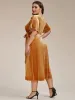 pretty LENNA|Plus Size V-Neck Ruffles Sleeve Velvet One-Piece Type Wedding Guest Dress sold by Ever Pretty