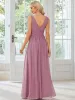 Sleeveless V-Neck Plain Chiffon Maxi Bridesmaid Dress sold by Ever Pretty
