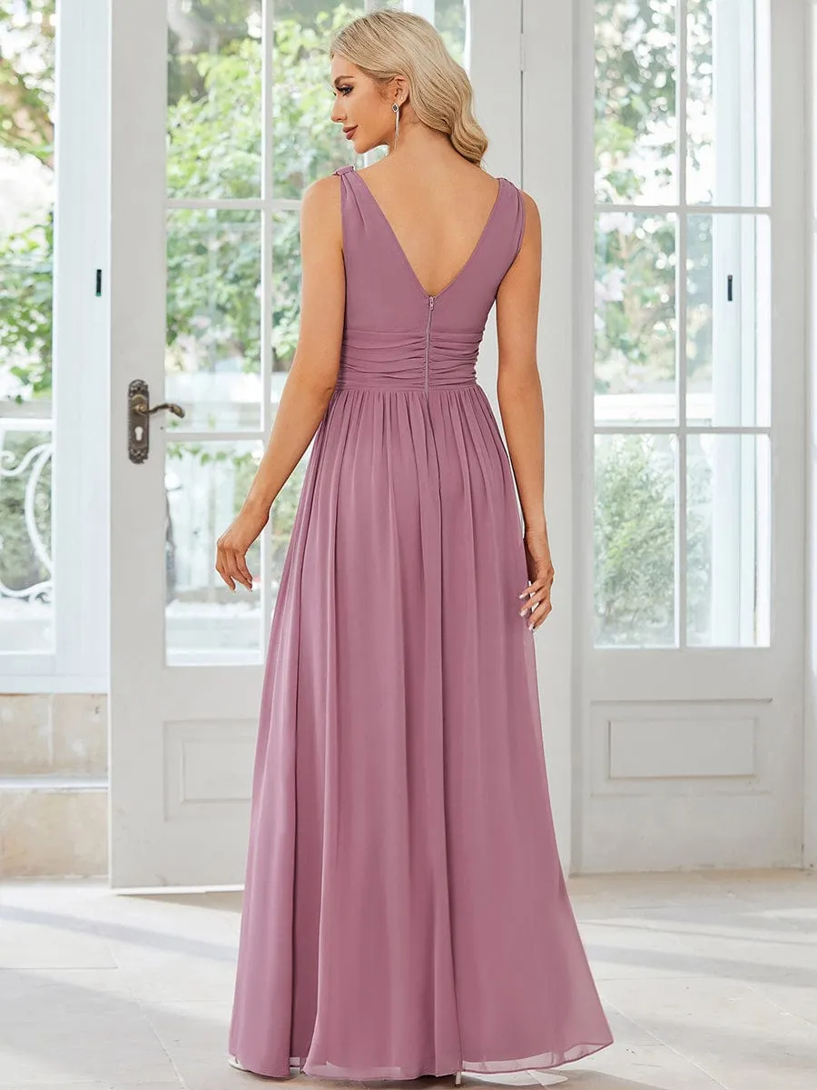 Sleeveless V-Neck Plain Chiffon Maxi Bridesmaid Dress sold by Ever Pretty product image thumbnail 2