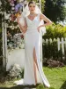 ever ARDEN|Ruched Bodycon Deep V-Neck Sleeveless Simple Wedding Dress sold by Ever Pretty