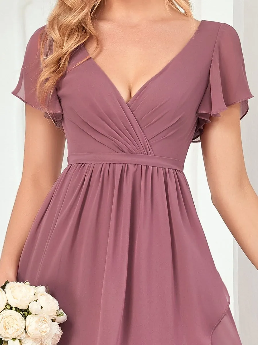 Flutter Sleeve Plunging V-Neck Sheer Bridesmaid Dress sold by Ever Pretty product image thumbnail 3
