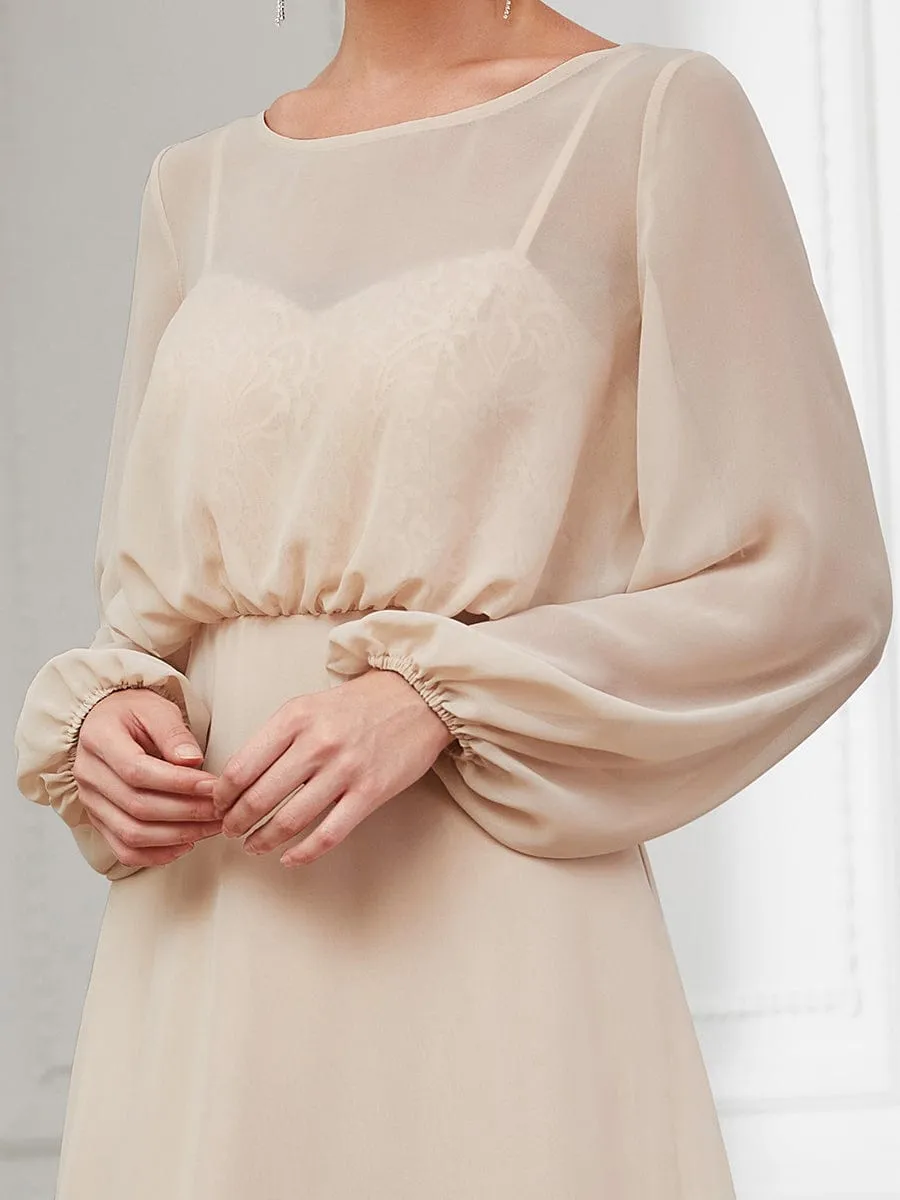 Illusion Long Sleeve Chiffon A-Line Formal Evening Dress sold by Ever Pretty product image thumbnail 3