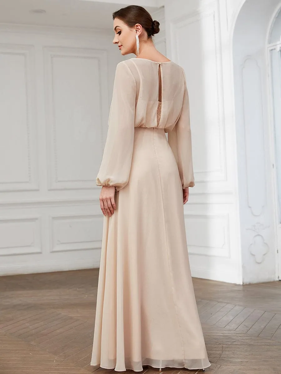Illusion Long Sleeve Chiffon A-Line Formal Evening Dress sold by Ever Pretty product image thumbnail 2