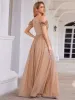 ever AYLANI|Sparkling V-Neck Floral Cold-Shoulder Evening Dress with Pleated sold by Ever Pretty