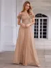 ever AYLANI|Sparkling V-Neck Floral Cold-Shoulder Evening Dress with Pleated sold by Ever Pretty