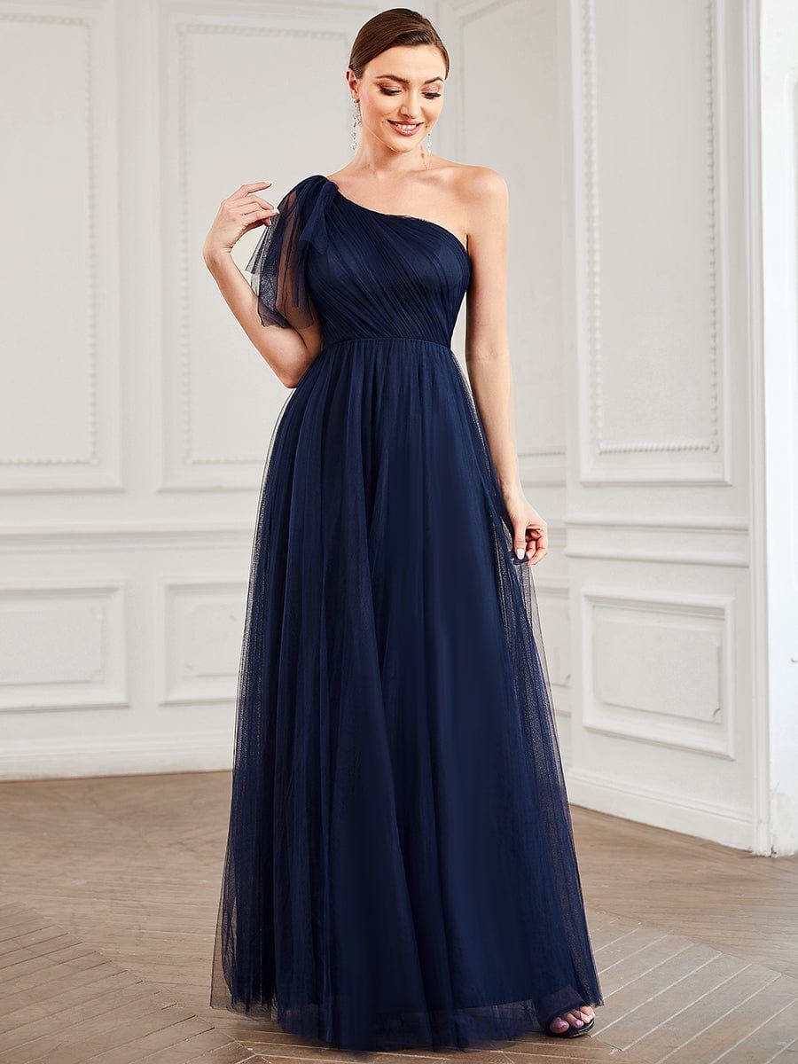Tulle Asymmetrical One Shoulder A-Line Bridesmaid Dress sold by Ever Pretty product image thumbnail 5