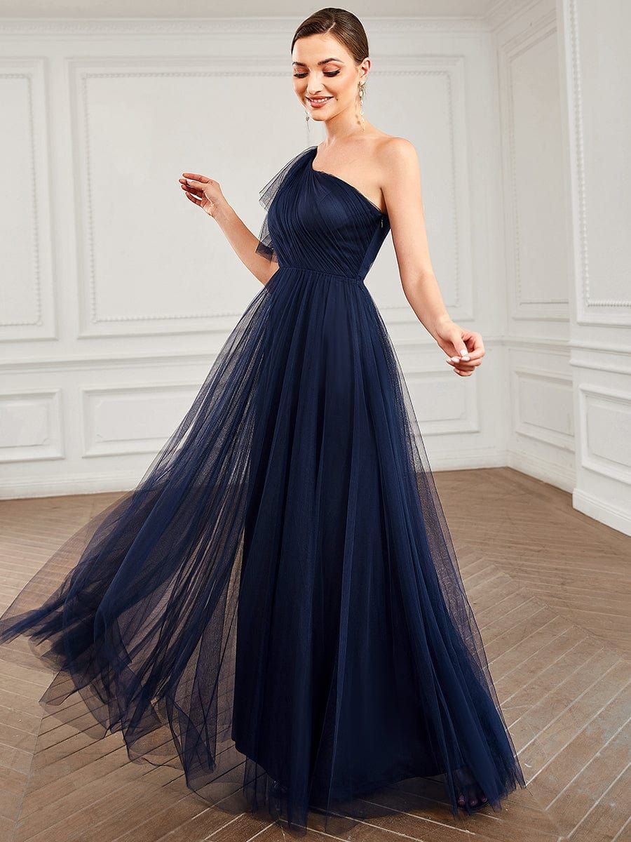 Tulle Asymmetrical One Shoulder A-Line Bridesmaid Dress sold by Ever Pretty product image thumbnail 4