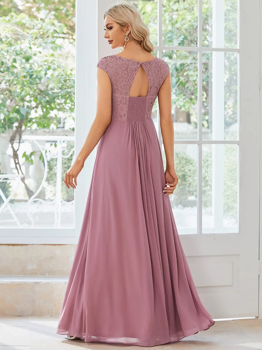 Elegant Chiffon Maxi Formal Evening Dress with Lace Cap Sleeve sold by Ever Pretty product image thumbnail 4